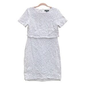 Lauren Ralph Lauren Lace White Popover Dress Women's Size 8 Elegant Wedding